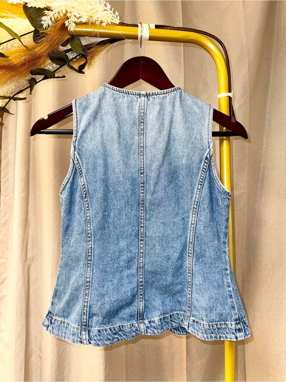 Michael Kors Denim Vest Front Buttons Boho Western Festival 100% Cotton XSmall - Picture 3 of 7